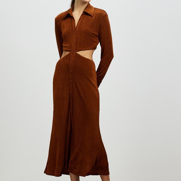 MISHA Salona Midi Dress in Copper size small - Picture 2 of 8